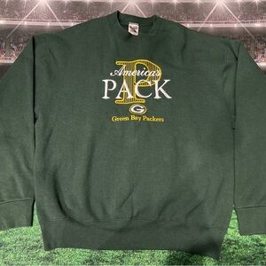 Vintage Green Bay Packers Sweatshirt Mens Green Fruit Of The Loom Sz XL Used